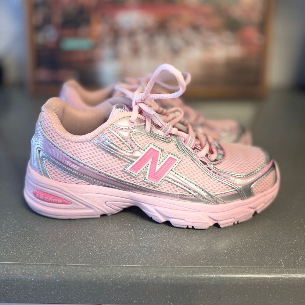New Balance 740 Pink Silver Women’s 8 Y2K Mesh ABZORB Running Sneakers